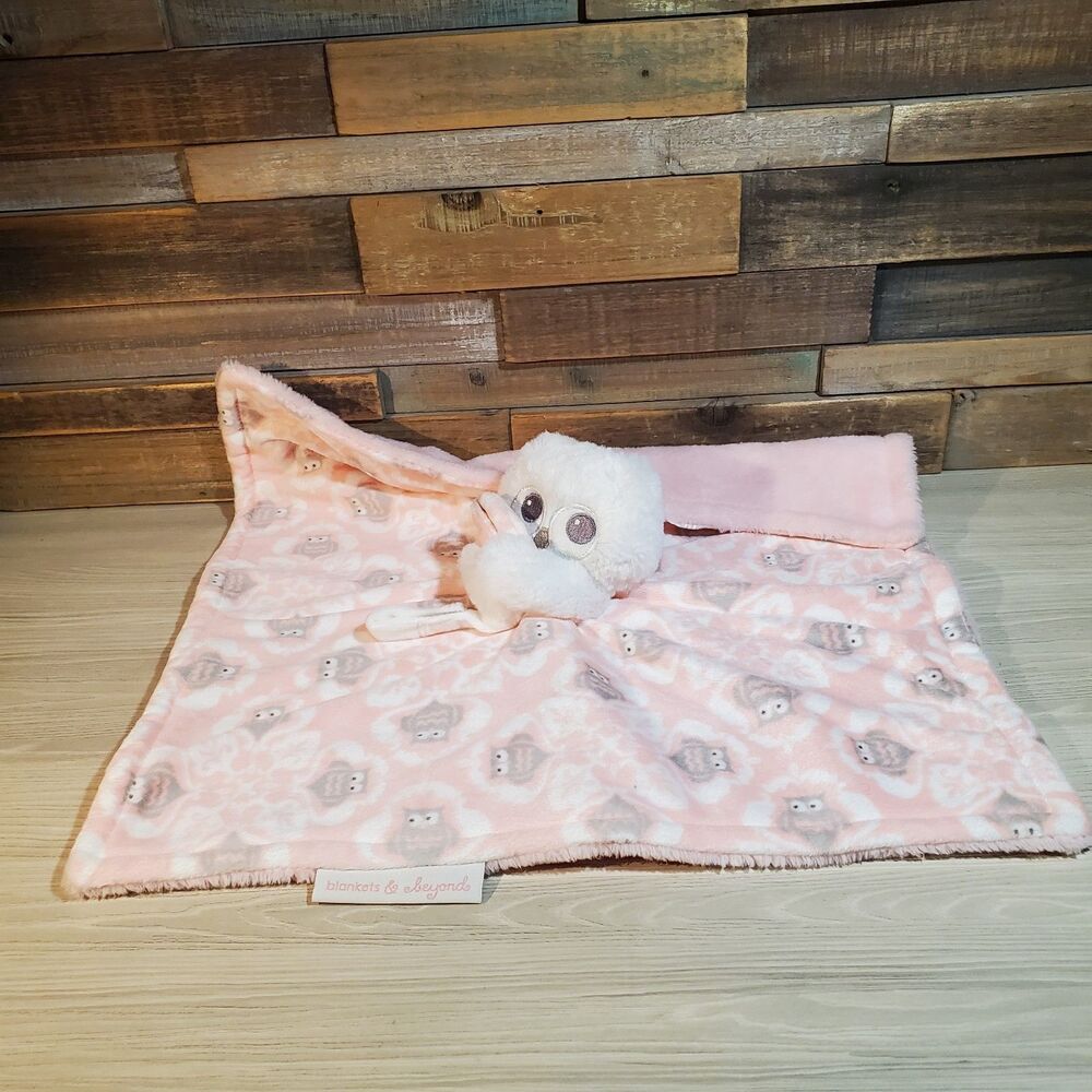 Blankets and Beyond Owl 14” Pink White Lovey Soft Security Baby Blanket Infant